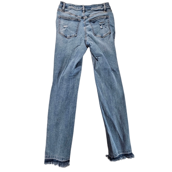 Candace Cameron BureBlue Straight Leg Jeans with Distressed Hem Size 2 - Picture 2 of 5